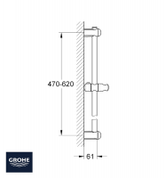 GROHE EUPHORIA BARRA DE DUCHA AJUSTABLE MEDIDAS